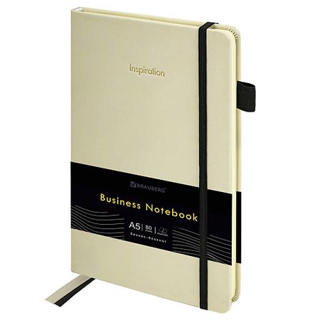 Блокнот BRAUBERG Блокнот А5  Velvet 80л резинка бежевый
