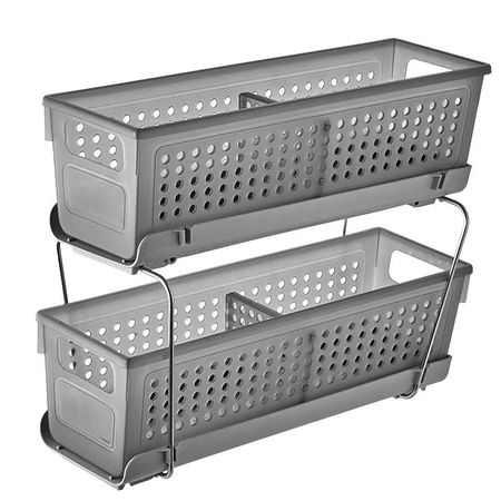 Полка с выдвижными корзинами Lamps Fire серая матовая 36х13х28 см