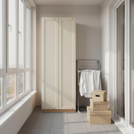 Шкаф распашной Байонна латте с 3 полками 80х232,2х54,5 ЛДСП каркас дуб комано