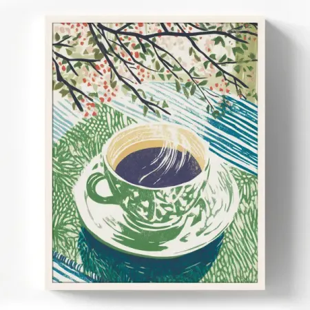 Картина в раме Кофейная кружка 40x50 см цвет разноцветный кружка hazbined hotels alastor bandai