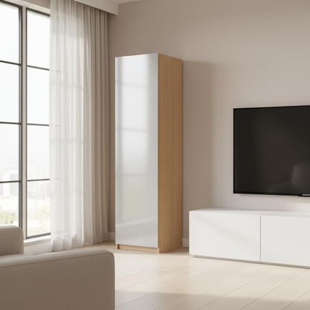 Шкаф распашной Лион серый глянец 60х232,2х54,5 с 3 полками и 3 ящиками ЛДСП каркас дуб комано easybox f40 корзина встраиваемая для мусора выдвижная с доводчиком и крышкой полкой объём 40 2x20 л тёмно серый emb402 40dg