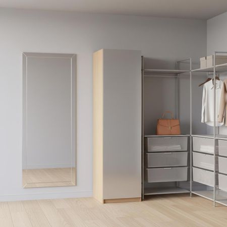 Шкаф распашной Лион серый глянец с 6 полками 60х232,2х54,5 ЛДСП каркас дуб комано bseed 1 2gang механические выключатели света со светодиодным индикатором для лестниц прихожей коридора 10а пластиковый каркас белый серый