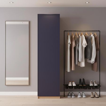 Шкаф распашной Амьен индиго с 6 полками 60х232,2х54,5 ЛДСП каркас дуб комано