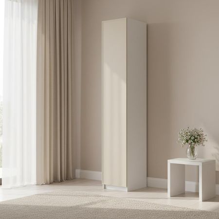 Шкаф распашной Амьен латте 40х232,2х54,5 с 3 полками и 3 ящиками ЛДСП каркас белый