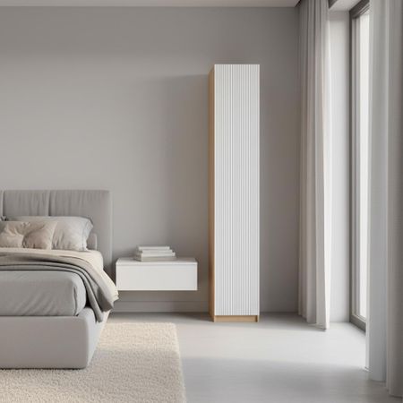 Шкаф распашной Висла белый 40х232,2х54,5 с 2 полками, штангой и 3 ящиками ЛДСП каркас дуб комано шкаф распашной лион белый 40х232 2х54 5 с 4 полками и штангой каркас лдсп дуб комано