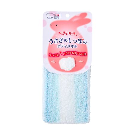 Мочалка-полотенце Marna Зайчик мягкая голубая 90х20 см 1 шт мочалка из льна мягкая 70x11 см