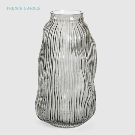 Ваза French garden стекло с рельефом, графит 32,5 см