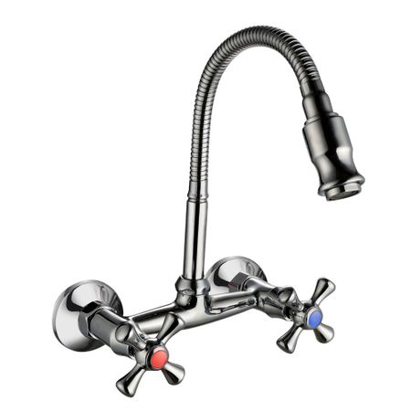 Смеситель для кухни Voda Laguna хром с гибким изливом двухвентильный (LGN02F) керамическая ваза американского стиля