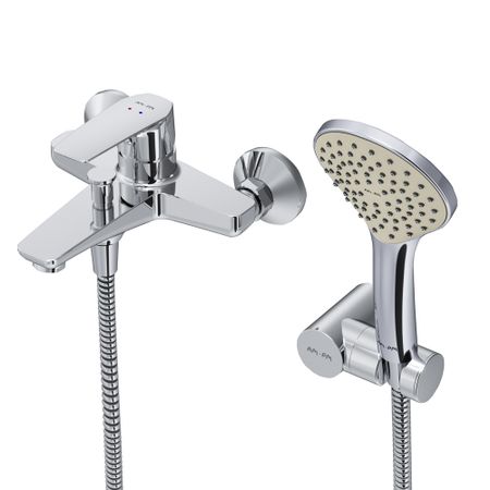 Смеситель для ванны AM.PM Gem хром однорычажный с коротким изливом с лейкой (F90A15000) электроводонагреватель эвбо 17л с ручной регулировкой температуры