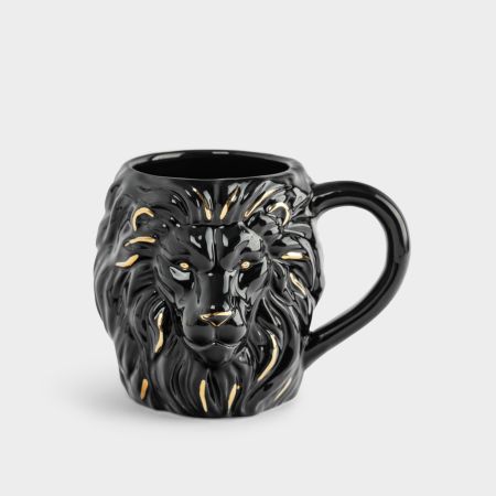 Кружка Anna Lafarg Лев Manly чёрно-золотистая, 540 мл
