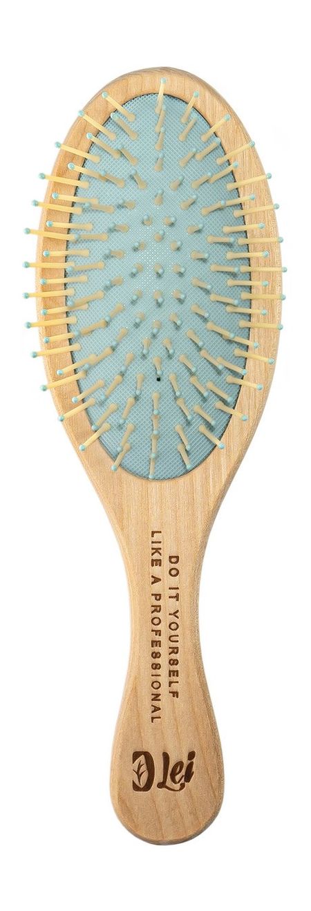 Lei Расческа массажная Натуральное дерево-голубой Пластик