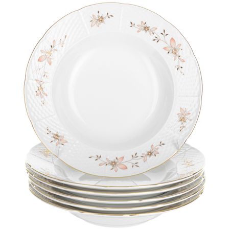 Набор глубоких тарелок Thun Menuet декор Золотые ветки 23 см 6 шт