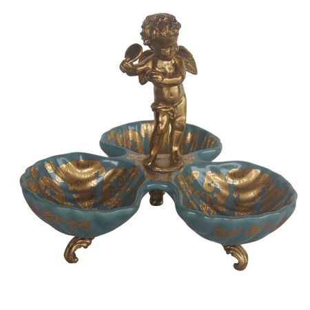 Менажница с ангелом Glasar 24x24x20см бирюзовый менажница krosno гламур 24 см