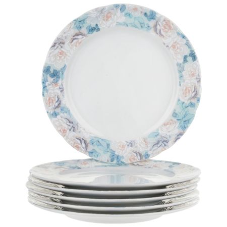 Набор мелких тарелок Thun Голубая роза 21 см 6 шт