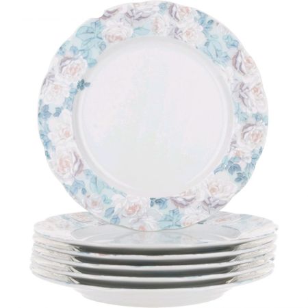 Набор мелких тарелок Thun Голубая роза 17 см 6 шт