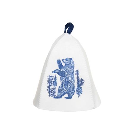 Шапка банная ГлавБаня с принтом Мезенский медведь, войлок белый синтетический Б04021 плюшевая шапка atceawit для взрослых