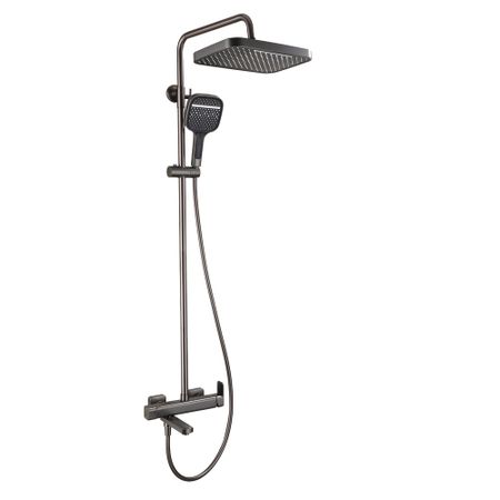 Душевая система Tokito Rain с верхним душем с лейкой с изливом графит (TOK-RAI-1027GM)