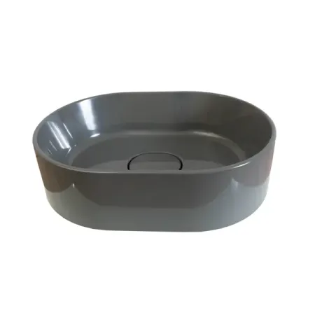 Раковина Mira Oval S накладная 35 см литьевой мрамор цвет графит глянцевый