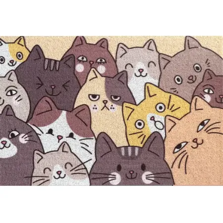 Коврик грязезащитный Cats ПВХ 60x90 см цвет коричнево-черный