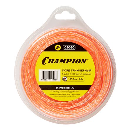 Леска для триммера Champion Square Twist DUO витой квадрат 3 мм х 28 м красная (C5060)