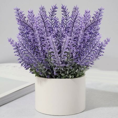 Статуэтка ЛЬНЯНКА HOME Лаванда в горшке из архитектурногобетона. Искусственныецветы для дома napkins пеленки впитывающие гелевые пелёнки лаванда 60х60 10 шт