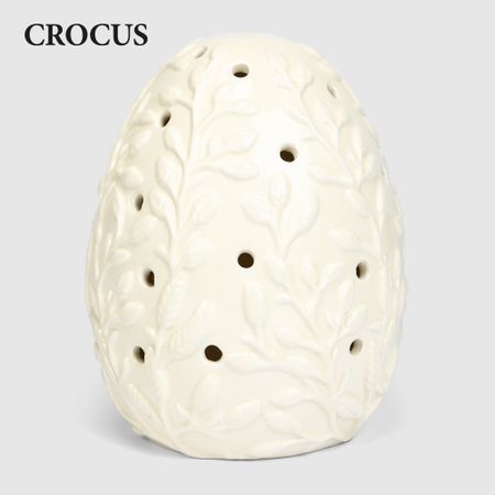 Яйцо декоративное Crocus фарфоровое с LED белое, 19 см
