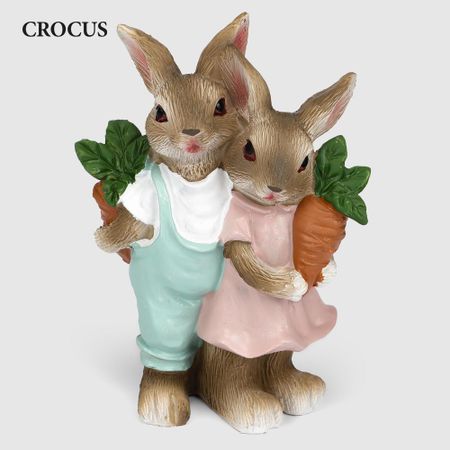 Пара кроликов Crocus декоративных, пасхальных 15 см миниатюры кроликов из резины 10 шт