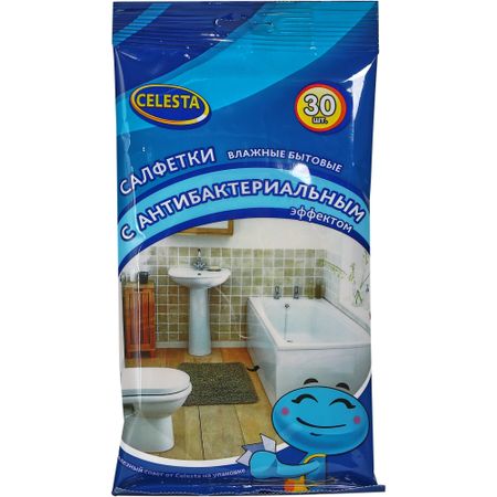 Салфетки влажные Celesta бытовые антибактериальные влажные салфетки ашан красная птица антибактериальные 15 шт