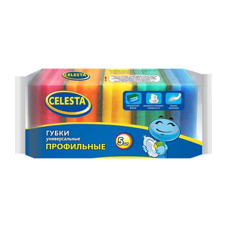 Губки для мытья посуды Celesta Профильные 5 шт губок sol профильные 5шт 8 6х6 5х4 4см поролон абразив