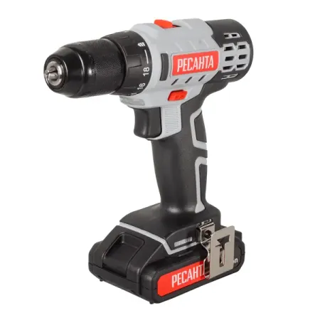 Дрель-шуруповерт аккумуляторная Ресанта ДА-20-2ЛК, 20 В Li-Ion 2x2 Ач