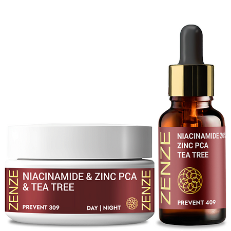 Набор средств для лица ZENZE Набор для лица: крем + сыворотка от прыщей ниацинамид цинк цинк пиколинат эвалар табл п о 100