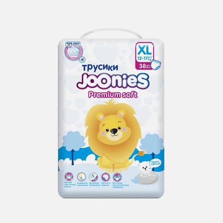 Подгузники-трусики Joonies Premium soft XL, 12-17 кг, 38 шт трусики joonies premium soft xl 12 17 кг 38 шт