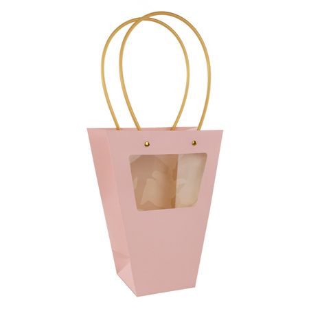 Пакет подарочный Азалия светло-розовый, 20x10x26 см