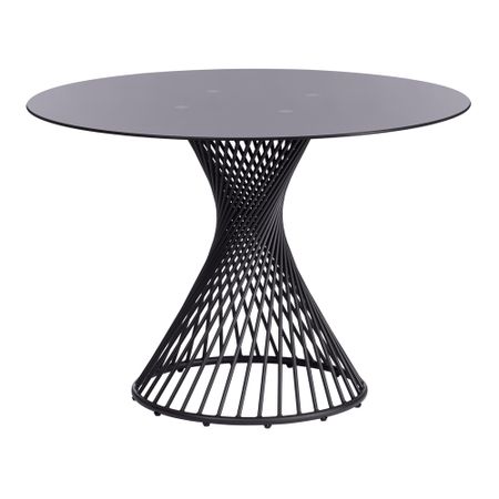 Стол кухонный круглый d1,1 м стеклянный черный Bertoia (20595) льняные дорожки для стола деревенские дорожки для стола с кисточками для столовой кухни кофейной вечеринки украшения комода lvory green