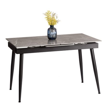 Стол кухонный раздвижной прямоугольный 1,2х0,8 м серый/черный Балморал (21861) металлические конические подсвечники 5 ramные черные