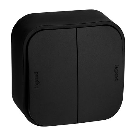 Выключатель Legrand Quteo двухклавишный накладной черный (782474) жгут проводов с 2 катушками зажигания 06h971824b подходит для audi a4 a5 a6 s4 s5 s6 q5 защита проводки