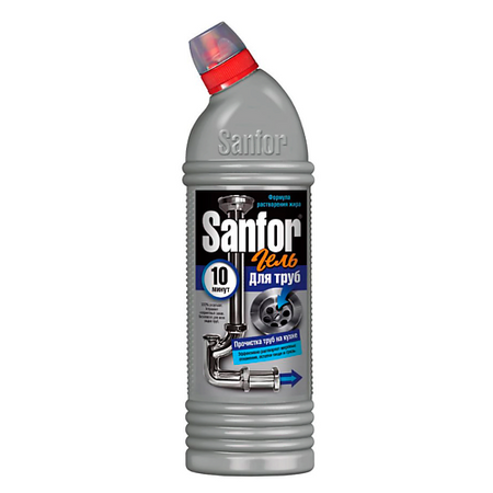 Средство для ванн и душевых САНФОР Средство для очистки канализационныйх труб на КУХНЕ 10 минут