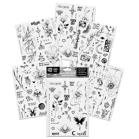 Тату P.INK Набор наклеек-тату 5 листов,210х148 Минимализм наклеек zyxhz 24 шт