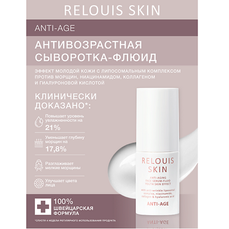 Сыворотка для лица RELOUIS Антивозрастная сыворотка-флюид для лица эффект молодой кожи с гиалуроновой кислотой горшок студия декор молодой бамбук 2 12 см