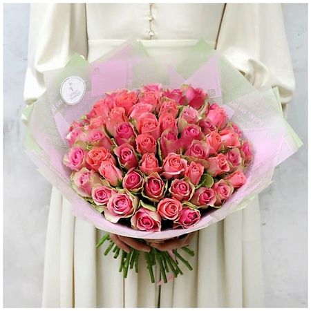 Букет живых цветов БУКЕТ МАРКЕТ ДАРИТЕ С УДОВОЛЬСТВИЕМ Букет из 51 розы - Романтика Кения 40 см. искусственные шелковые розы celadon букет из 15 штук