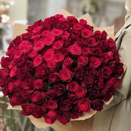 Букет живых цветов ЦВЕТЫ ДЛЯ ВАС Букет из 101 розы красная (Кения) искусственные розы из шелка букет из 9 голов