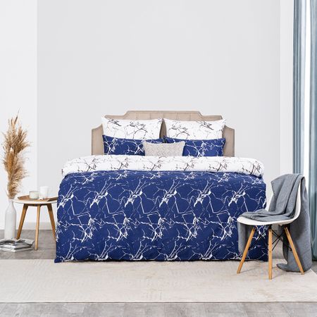 Комплект постельного белья Prime Prive Орса белый с синим Двуспальный евро комплект постельного белья sofi de marko флер 3 белый с серым евро