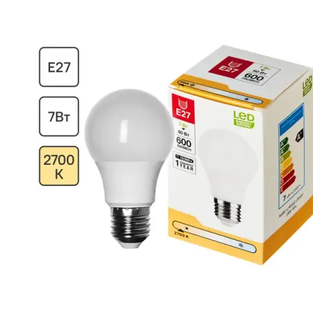 Лампа светодиодная E27 220-240 В 7 Вт груша матовая 600 лм теплый белый свет 5 шт 3 ный светодиодный драйвер qingying 200 220 ма 8 80 вт для замены люстры