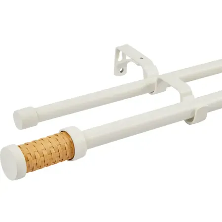 Настенный карниз раздвижной двухрядный Natus d16/19 мм 160-300 см металл цвет белый sk 44d04 горизонтальный двухрядный 20 контактный четырехступенчатый переключатель для электроприборов раздвижной радиопереключатель