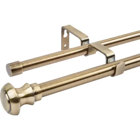 Настенный карниз раздвижной двухрядный Atik d16/19 мм 160-300 см металл цвет латунь кронштейн настенный уют для профильного карниза 9см арт 11 23то 1140