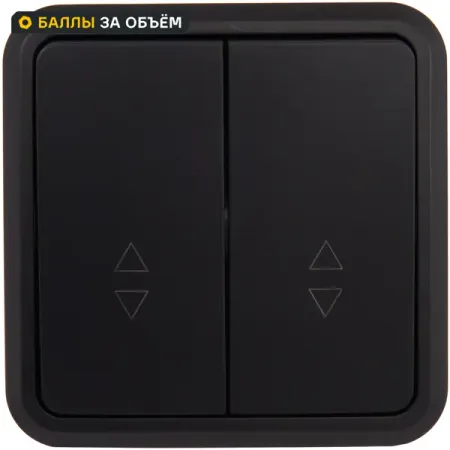 Выключатель проходной накладной First 2 клавиши цвет черный выключатель накладной tdm electric дача 2 клавиши сосна