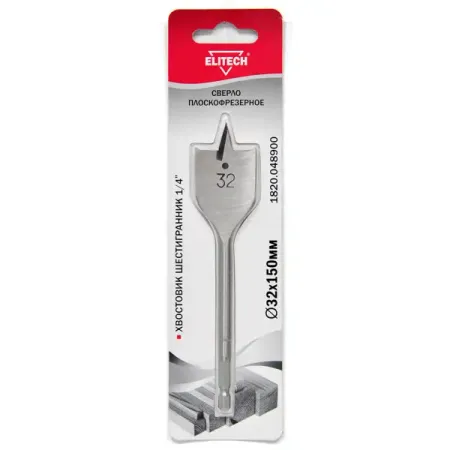 Сверло перовое по дереву Elitech 1820.048900 32x150 мм