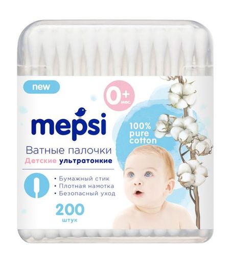 Mepsi Ультратонкие детские ватные палочки