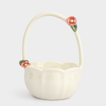 Конфетница Anna Lafarg Цветы, с ручкой, молочная