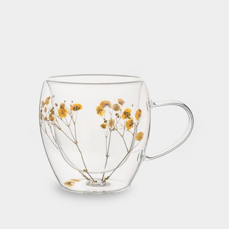 Кружка Anna Lafarg с сухоцветами внутри, Жёлтые цветы